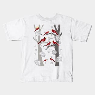 Cardinals In The Snow Kids T-Shirt